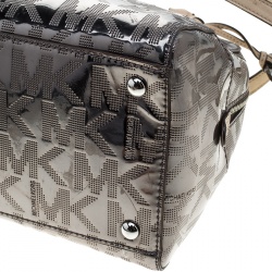 Pre Owned Michael Michael Kors Metallic Grey Mirror Signature Leather Satchel