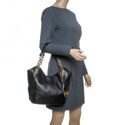 Pre Owned MICHAEL Michael Kors Black Leather Shoulder Bag