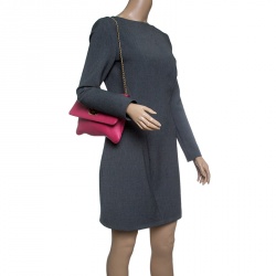 Pre Owned Michael Michael Kors Pink Leather Chain Clutch