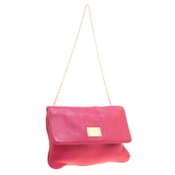 Pre Owned Michael Michael Kors Pink Leather Chain Clutch