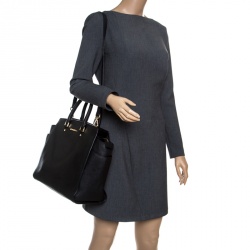 Pre Owned Michael Michael Kors Black Saffiano Leather Medium Selma Tote