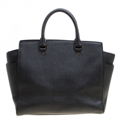 Pre Owned Michael Michael Kors Black Saffiano Leather Medium Selma Tote