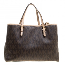 Pre Owned Michael Kors Brown Signature Coated Canvas Tote