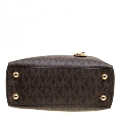 Pre Owned Michael Kors Brown Signature Coated Canvas Tote