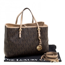 Pre Owned Michael Kors Brown Signature Coated Canvas Tote