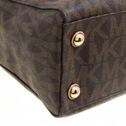 Pre Owned Michael Kors Brown Signature Coated Canvas Tote