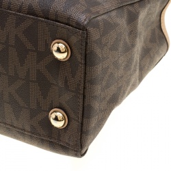 Pre Owned Michael Kors Brown Signature Coated Canvas Tote