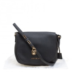مملوكة مسبقًا Michael  Michael Kors Black Leather Bedford Crossbody Bag