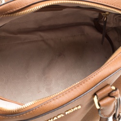 Pre Owned Michael Kors Brown Leather Logo Fob Top Handle Bag