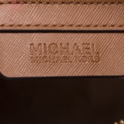 Pre Owned Michael Kors Brown Leather Logo Fob Top Handle Bag