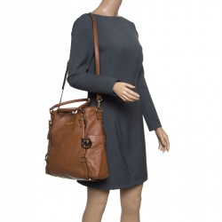 Pre Owned Michael Michael Kors Brown Leather Buckle Strap Top Handle Bag