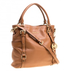 Pre Owned Michael Michael Kors Brown Leather Buckle Strap Top Handle Bag