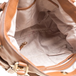 Pre Owned Michael Michael Kors Brown Leather Buckle Strap Top Handle Bag