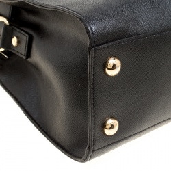 Pre Owned Michael Michael Kors Black Leather Hamilton Top Handle Bag