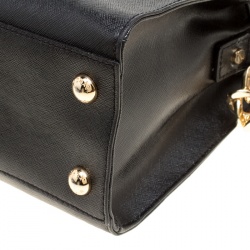 Pre Owned Michael Michael Kors Black Leather Hamilton Top Handle Bag