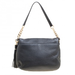 Pre Owned Michael Michael Kors Black Leather Bedford Top Handle Bag