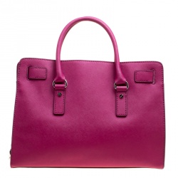 Michael Michael Kors Magenta Leather East West Hamilton Top Handle Bag