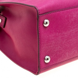 Michael Michael Kors Magenta Leather East West Hamilton Top Handle Bag