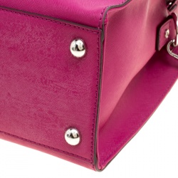 Michael Michael Kors Magenta Leather East West Hamilton Top Handle Bag