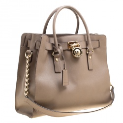 Pre Owned Michael Michael Kors Brown Leather Hamilton Top Handle Bag