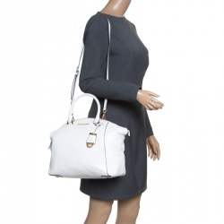 Pre Owned MICHAEL Michael Kors White Leather Riley Top Handle Bag