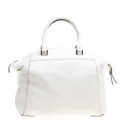 Pre Owned MICHAEL Michael Kors White Leather Riley Top Handle Bag