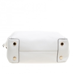 Pre Owned MICHAEL Michael Kors White Leather Riley Top Handle Bag