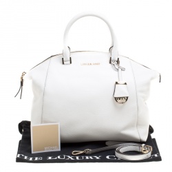Pre Owned MICHAEL Michael Kors White Leather Riley Top Handle Bag