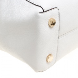 Pre Owned MICHAEL Michael Kors White Leather Riley Top Handle Bag