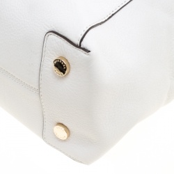 Pre Owned MICHAEL Michael Kors White Leather Riley Top Handle Bag