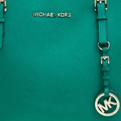 Pre Owned Michael Michael Kors Green Saffiano Leather Jetset Tote