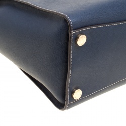 Pre Owned Michael Kors Blue Leather Top Handle Bag