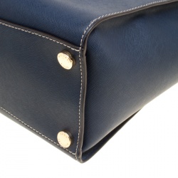 Pre Owned Michael Kors Blue Leather Top Handle Bag