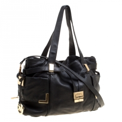 Pre Owned Michael Michael Kors Black Leather Tote 
