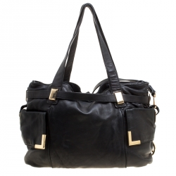Pre Owned Michael Michael Kors Black Leather Tote 