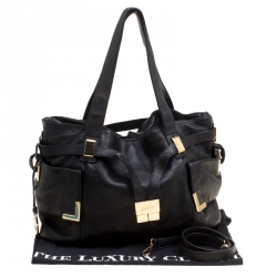 Pre Owned Michael Michael Kors Black Leather Tote 