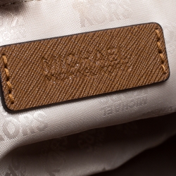 Pre Owned Michael Michael Kors Brown Leather Small Studded Sandrine Top Handle Bag