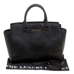 Pre Owned Michael Michael Kors Black Saffiano Leather Medium Selma Tote