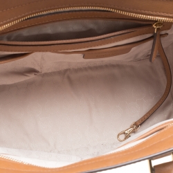 Pre Owned Michael Michael Kors Brown Saffiano Leather Medium Selma Top Handle Bag