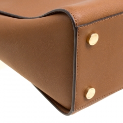 Pre Owned Michael Michael Kors Brown Saffiano Leather Medium Selma Top Handle Bag