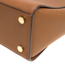 Pre Owned Michael Michael Kors Brown Saffiano Leather Medium Selma Top Handle Bag