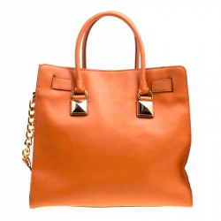 مملوكة مسبقًا Michael Michael Kors Orange Leather Large Studded Hamilton Tote