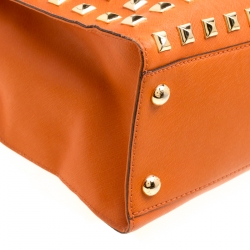 مملوكة مسبقًا Michael Michael Kors Orange Leather Large Studded Hamilton Tote