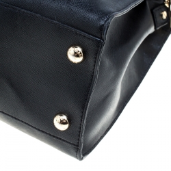 Pre Owned Michael Michael Kors Black Leather East West Hamilton Top Hanlde Bag