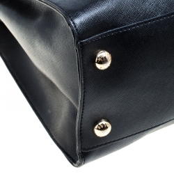 Pre Owned Michael Michael Kors Black Leather East West Hamilton Top Hanlde Bag