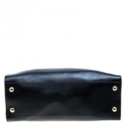 Pre Owned Michael Michael Kors Black Leather East West Hamilton Top Hanlde Bag