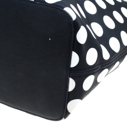 Pre Owned Michael Kors Black/White Polka Dot Jetset Tote