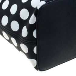 Pre Owned Michael Kors Black/White Polka Dot Jetset Tote