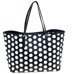 Pre Owned Michael Kors Black/White Polka Dot Jetset Tote
