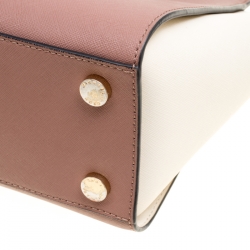 Pre Owned حقيبة مايكل كورس يد علوية سلما متوسطة جلد بيضاء/ عنابية